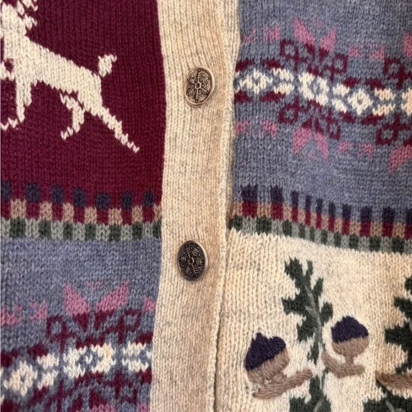 Northern Reflections Light Cream Ribbed Knit Cardigan with Snowflake Button - Picture 3 of 4